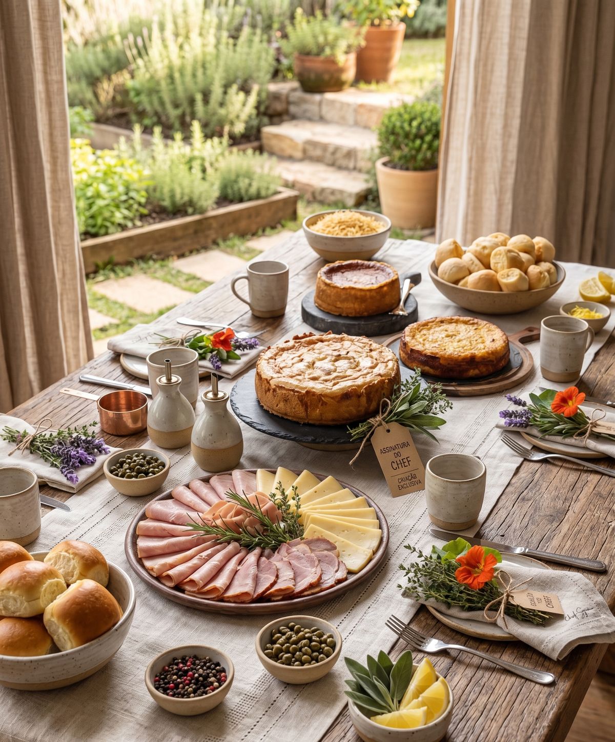 Mesa gastronômica preparada para evento